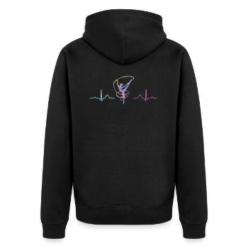 Gymnaste avec bande de gymnastique rythmique - Veste à capuche bio Premium Unisexe - noir - Dos - Nico (187cm)
