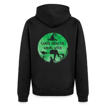 Krebs Hexe Grün Gallenblasenkrebs - Unisex Premium Bio Zip Hoodie - Schwarz - Hinten - Nico (187cm)
