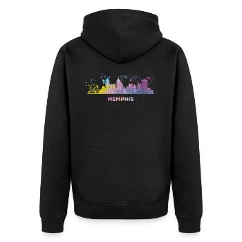 Memphean Skyline Memphis - Unisex Premium Bio Zip Hoodie - Schwarz - Hinten - Nico (187cm)