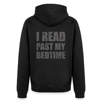 Bibliothek Buchliebhaber Lesender Bücherwurm - Unisex Premium Bio Zip Hoodie - Schwarz - Hinten - Nico (187cm)