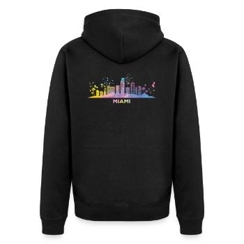 Ligne d’horizon de Miami Miami - Veste à capuche bio Premium Unisexe - noir - Dos - Nico (187cm)