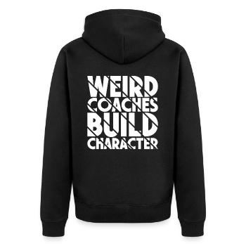 Seltsame Coaches Bilden Charakter Trainer - Unisex Premium Bio Zip Hoodie - Schwarz - Hinten - Nico (187cm)