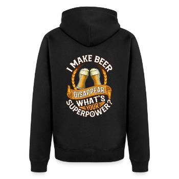 Ich Lasse Bier Verschwinden Bier - Unisex Premium Bio Zip Hoodie - Schwarz - Hinten - Nico (187cm)
