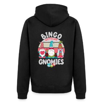 Bingo Mit Meinen Gnomies Lustiges Bingo - Unisex Premium Bio Zip Hoodie - Schwarz - Hinten - Nico (187cm)