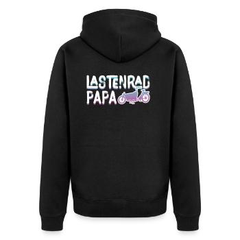 Lastenrad Papa Retro Fahhrad Cargobike - Unisex Premium Bio Zip Hoodie - Schwarz - Hinten - Nico (187cm)