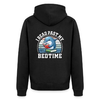 Ich Lese Nach Der Schlafenszeit Lesen Delfin - Unisex Premium Bio Zip Hoodie - Schwarz - Hinten - Nico (187cm)