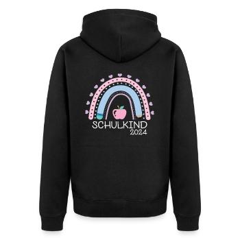 Schulanfang Erster Schultag Schulkind 2024 - Unisex Premium Bio Zip Hoodie - Schwarz - Hinten - Nico (187cm)