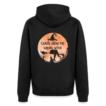 Krebs Hexe Pfirsich Gebärmutterkrebs - Unisex Premium Bio Zip Hoodie - Schwarz - Hinten - Nico (187cm)
