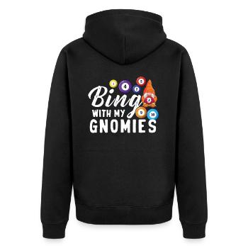 Bingo With My Gnomies Funny Bingo - Unisex Premium Organic Zip Hoodie - black - Back - Nico (187cm)