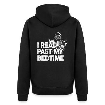 Ich Lese Nach Der Schlafenszeit Skelett - Unisex Premium Bio Zip Hoodie - Schwarz - Hinten - Nico (187cm)