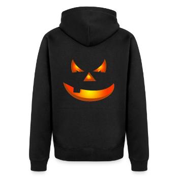 Happy Halloween Pumpkin Face - Unisex Premium Organic Zip Hoodie - black - Back - Nico (187cm)