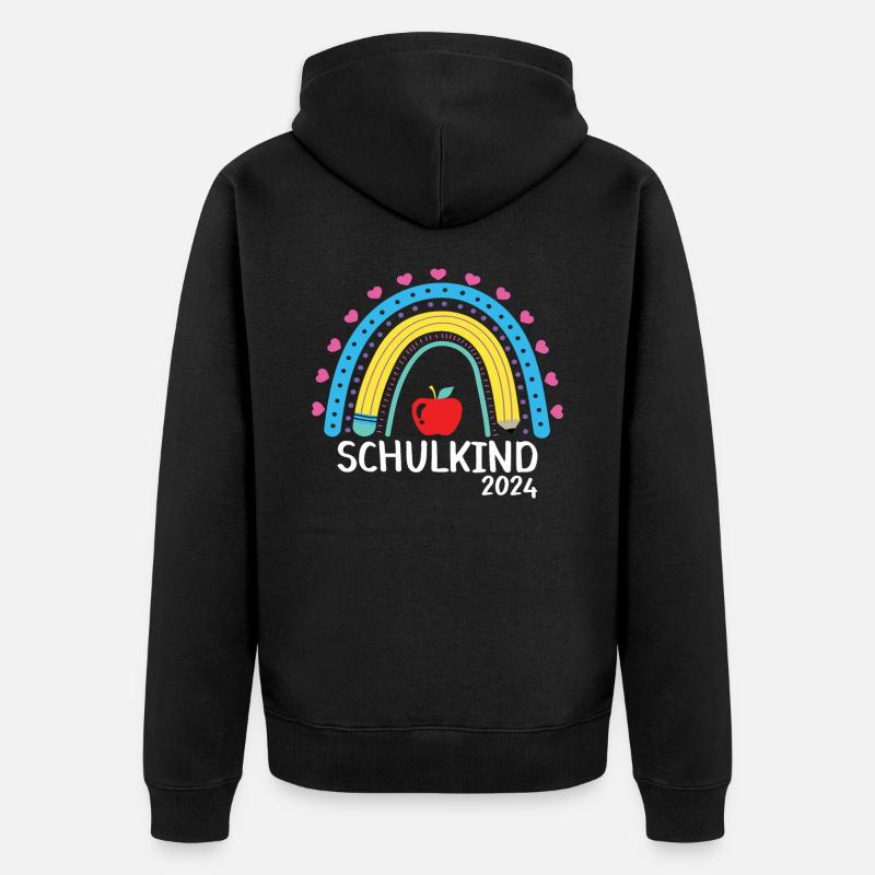 Schulanfang Einschulung Schulkind 2024 - Unisex Premium Bio Zip Hoodie - Schwarz