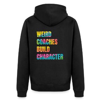 Seltsame Coaches Bilden Charakter Trainer - Unisex Premium Bio Zip Hoodie - Schwarz - Hinten - Nico (187cm)