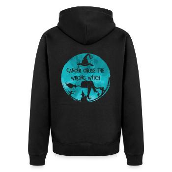 Cancer has the wrong witch Ovarian cancer - Unisex Premium Organic Zip Hoodie - black - Back - Nico (187cm)