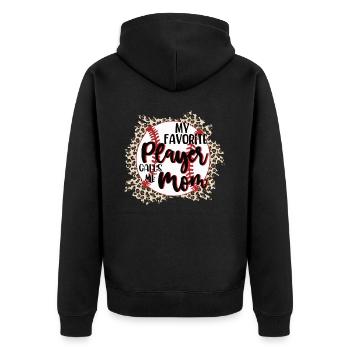 Mein Lieblingsspieler Nennt Mich Mama Baseball - Unisex Premium Bio Zip Hoodie - Schwarz - Hinten - Nico (187cm)