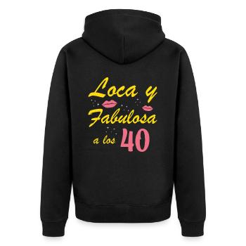 Crazy and Fabulous at 40 Years Old - Unisex Premium Organic Zip Hoodie - black - Back - Nico (187cm)