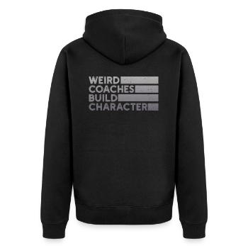 Seltsame Coaches Bilden Charakter Trainer - Unisex Premium Bio Zip Hoodie - Schwarz - Hinten - Nico (187cm)
