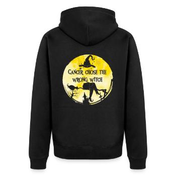 Cancer Witch Yellow Sarcoma Bone Cancer - Unisex Premium Organic Zip Hoodie - black - Back - Nico (187cm)