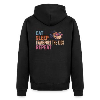 Eat Sleep Repeat Cargo Bike - Unisex Premium Organic Zip Hoodie - black - Back - Nico (187cm)
