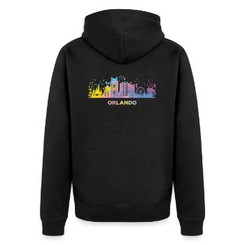 Orlandoan Skyline Orlando - Unisex Premium Bio Zip Hoodie - Schwarz - Hinten - Nico (187cm)