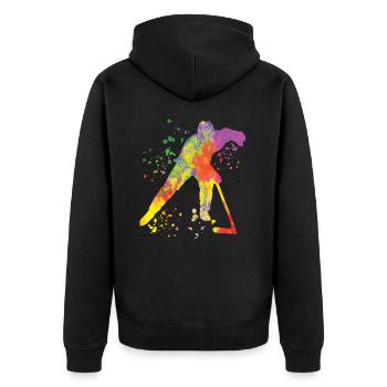 Eishockeyspieler Jungen Eishockey - Unisex Premium Bio Zip Hoodie - Schwarz - Hinten - Nico (187cm)