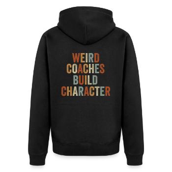 Seltsame Coaches Bilden Charakter Trainer - Unisex Premium Bio Zip Hoodie - Schwarz - Hinten - Nico (187cm)