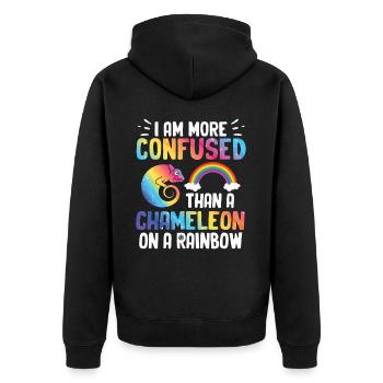 I'm more confused than a chameleon - Unisex Premium Organic Zip Hoodie - black - Back - Nico (187cm)