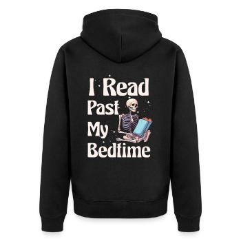 Ich Lese Nach Der Schlafenszeit Skelett - Unisex Premium Bio Zip Hoodie - Schwarz - Hinten - Nico (187cm)