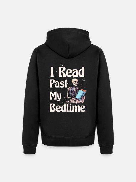 I read skeleton after bedtime - Unisex Premium Organic Zip Hoodie - black