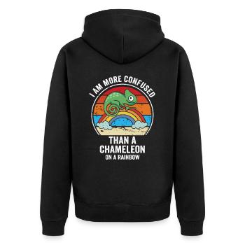 I'm more confused than a chameleon - Unisex Premium Organic Zip Hoodie - black - Back - Nico (187cm)