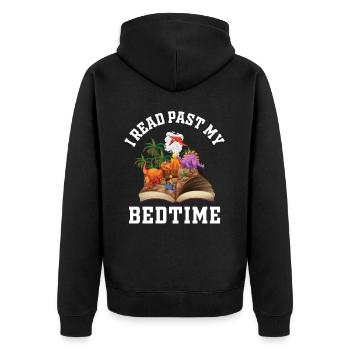 Ich Lese Nach Der Schlafenszeit Lesen Dinosaurier - Unisex Premium Bio Zip Hoodie - Schwarz - Hinten - Nico (187cm)