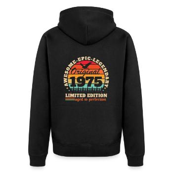 1975 Vintage Retro Geburtstagsgeschenk - Unisex Premium Bio Zip Hoodie - Schwarz - Hinten - Nico (187cm)