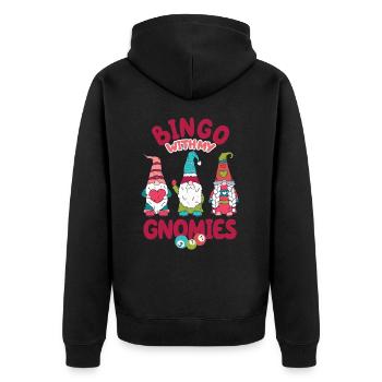 Bingo Mit Meinen Gnomies Lustiges Bingo - Unisex Premium Bio Zip Hoodie - Schwarz - Hinten - Nico (187cm)