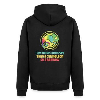 I'm more confused than a chameleon - Unisex Premium Organic Zip Hoodie - black - Back - Nico (187cm)