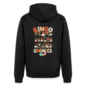 Bingo Mit Meinen Gnomies Lustiges Bingo - Unisex Premium Bio Zip Hoodie - Schwarz - Hinten - Nico (187cm)