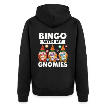 Bingo Mit Meinen Gnomies Lustiges Bingo - Unisex Premium Bio Zip Hoodie - Schwarz - Hinten - Nico (187cm)