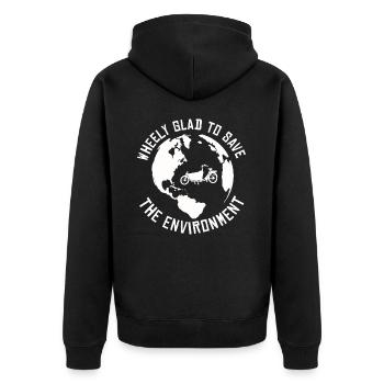 Wheely Glad Environmental Cargo Cargo Bike - Unisex Premium Organic Zip Hoodie - black - Back - Nico (187cm)