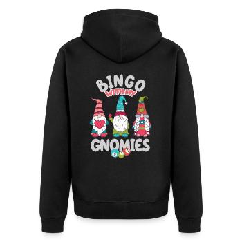 Bingo Mit Meinen Gnomies Lustiges Bingo - Unisex Premium Bio Zip Hoodie - Schwarz - Hinten - Nico (187cm)