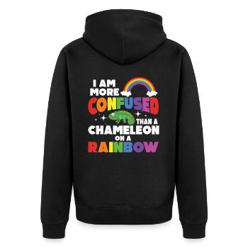 I'm more confused than a chameleon - Unisex Premium Organic Zip Hoodie - black - Back - Nico (187cm)