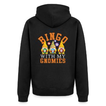 Bingo Mit Meinen Gnomies Lustiges Bingo - Unisex Premium Bio Zip Hoodie - Schwarz - Hinten - Nico (187cm)