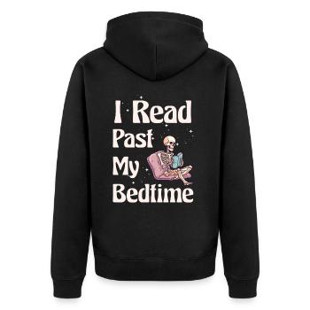 Ich Lese Nach Der Schlafenszeit Skelett - Unisex Premium Bio Zip Hoodie - Schwarz - Hinten - Nico (187cm)