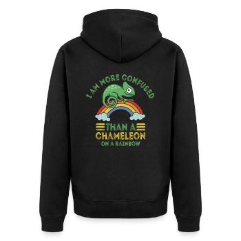 I'm more confused than a chameleon - Unisex Premium Organic Zip Hoodie - black - Back - Nico (187cm)