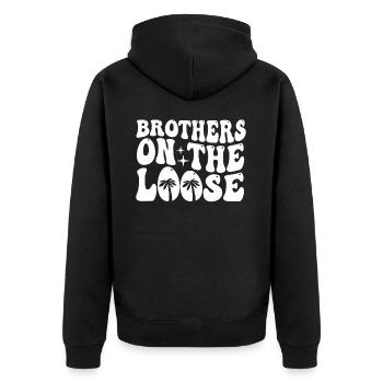 Brothers On The Loose Sibling Journey - Unisex Premium Organic Zip Hoodie - black - Back - Nico (187cm)