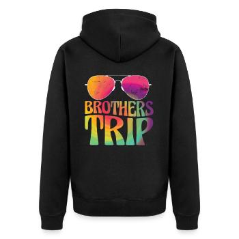 Sibling Brothers Journey - Unisex Premium Organic Zip Hoodie - black - Back - Nico (187cm)