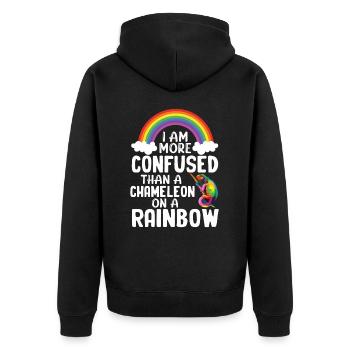 I'm more confused than a chameleon - Unisex Premium Organic Zip Hoodie - black - Back - Nico (187cm)