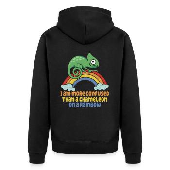 I'm more confused than a chameleon - Unisex Premium Organic Zip Hoodie - black - Back - Nico (187cm)