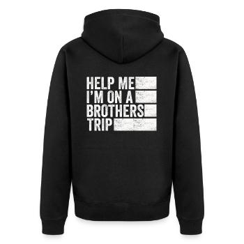 Siblings, I'm on a brothers' journey - Unisex Premium Organic Zip Hoodie - black - Back - Nico (187cm)
