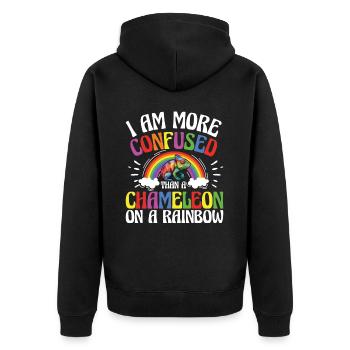 I'm more confused than a chameleon - Unisex Premium Organic Zip Hoodie - black - Back - Nico (187cm)