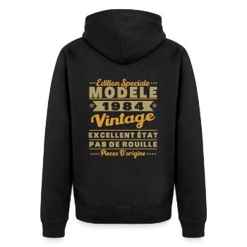 1984 Vintage Original 1984 Geburtstagsgeschenk - Unisex Premium Bio Zip Hoodie - Schwarz - Hinten - Nico (187cm)