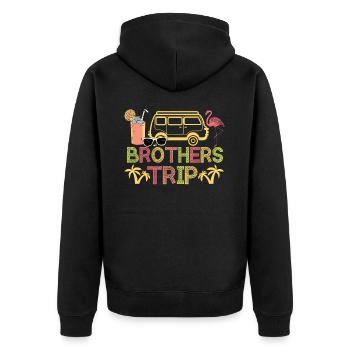 Sibling Brothers Journey - Unisex Premium Organic Zip Hoodie - black - Back - Nico (187cm)